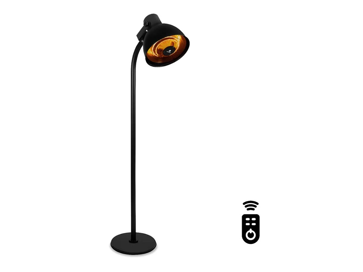 Chauffe terrasse électrique noir 2000 W avec télécommande LUMINA