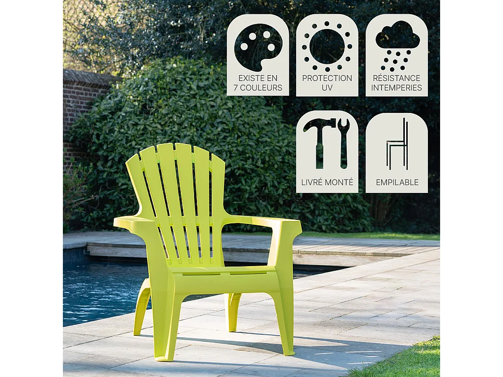 Lot de 2 Fauteuils Adirondack de jardin en résine empilables Anis