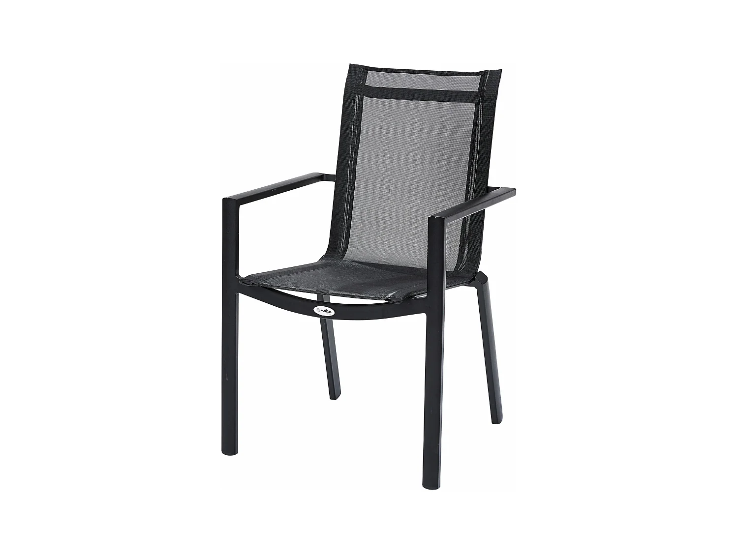 Fauteuil BlackStar structure aluminium noire, assise textilène noire