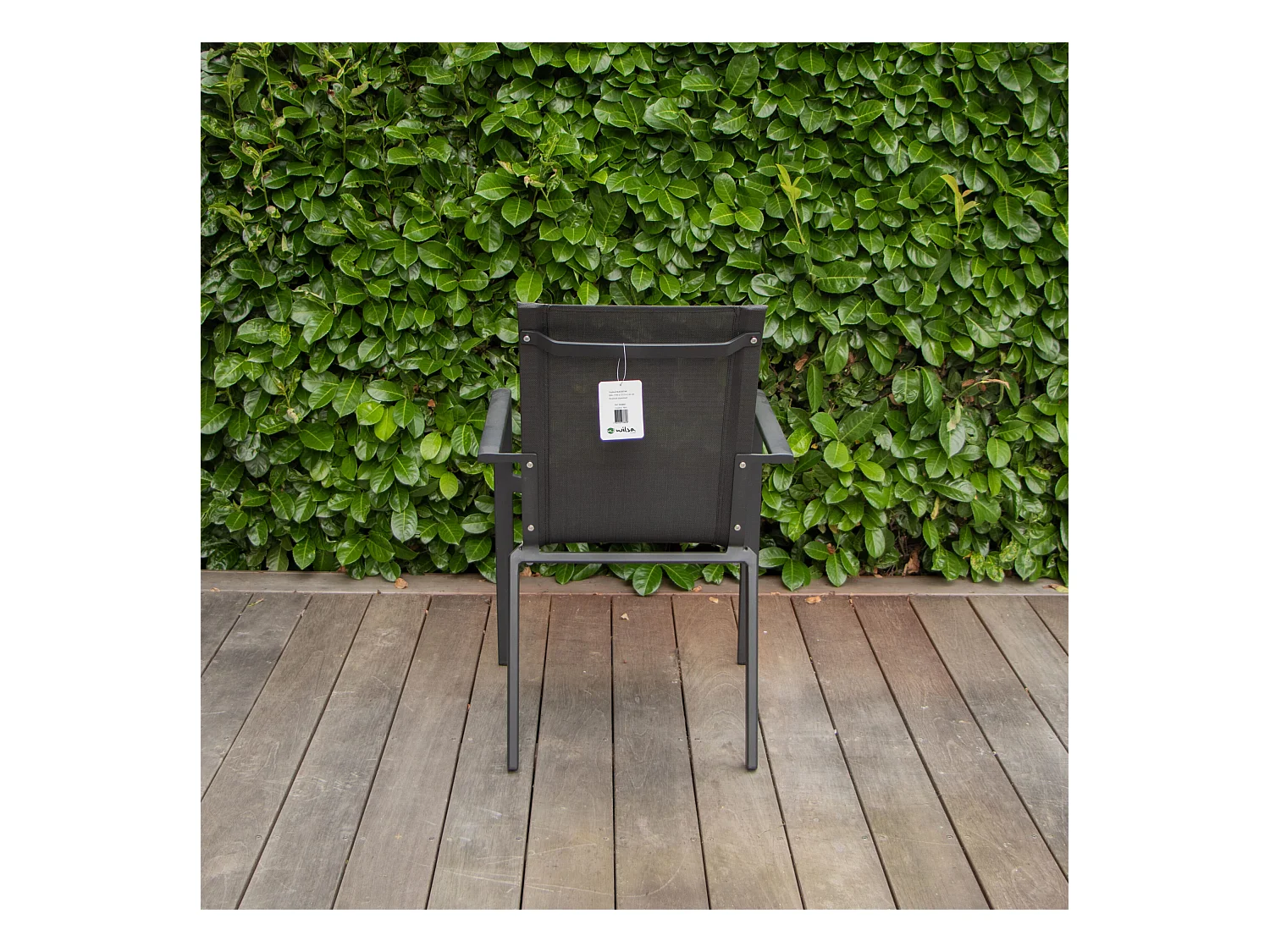 Fauteuil BlackStar structure aluminium noire, assise textilène noire