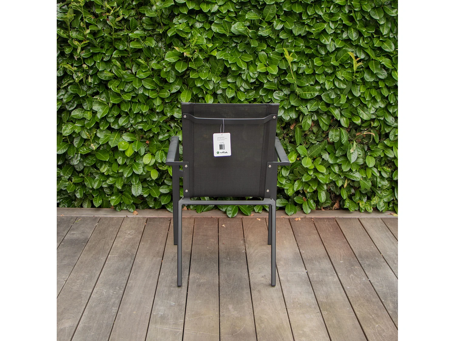 Fauteuil BlackStar structure aluminium noire, assise textilène noire