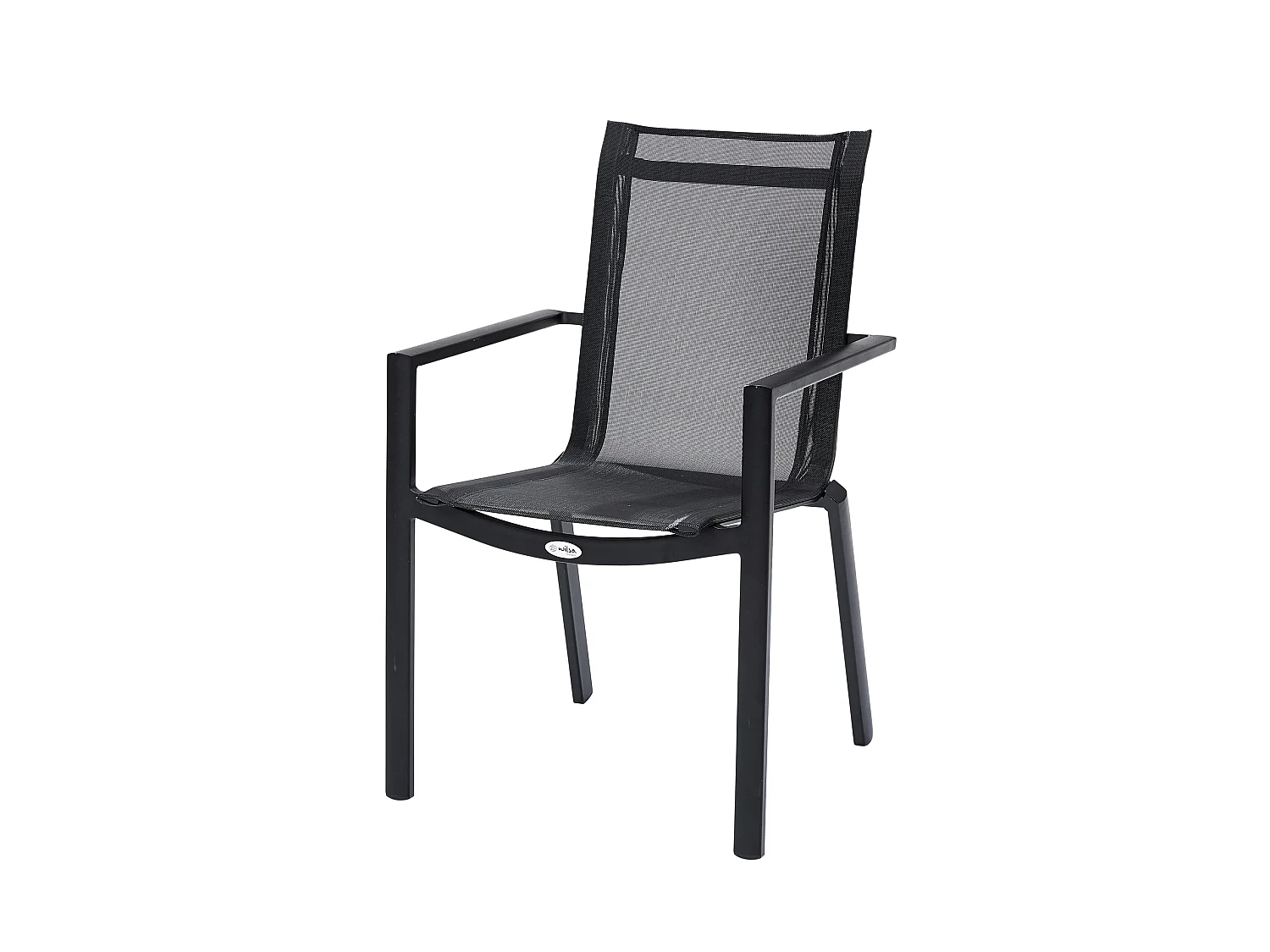 Fauteuil BlackStar structure aluminium noire, assise textilène noire