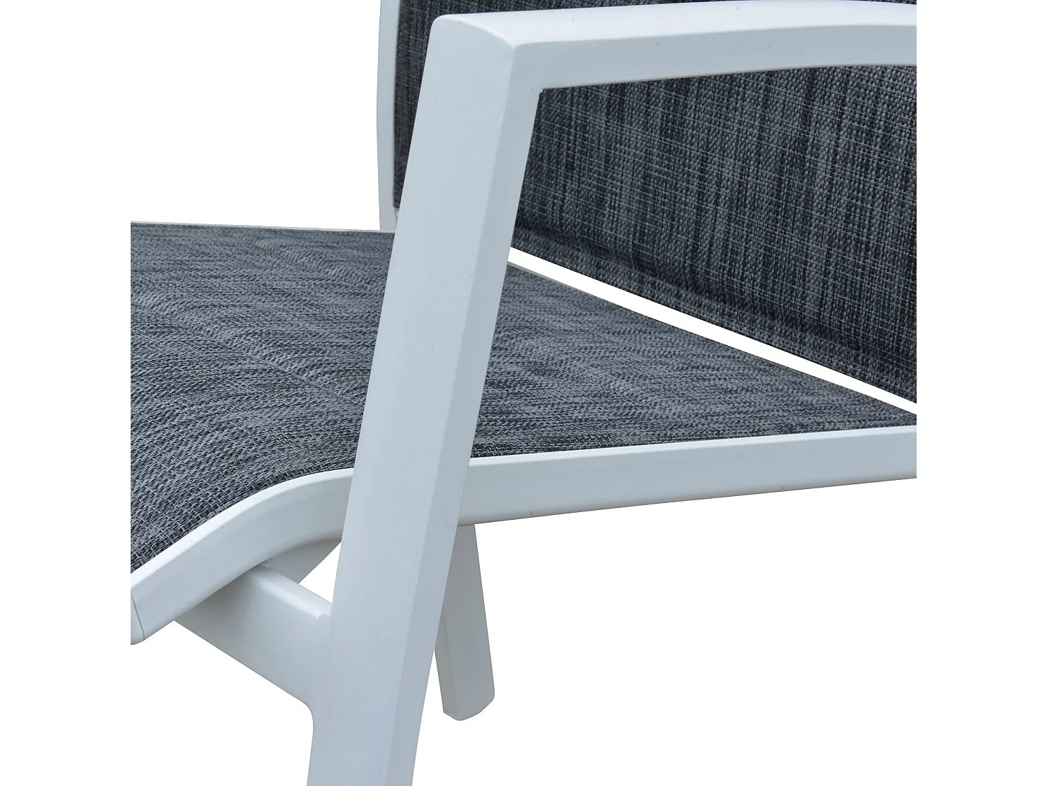 Fauteuil Modulo structure aluminium blanche, assise en textilène coloris gris chiné