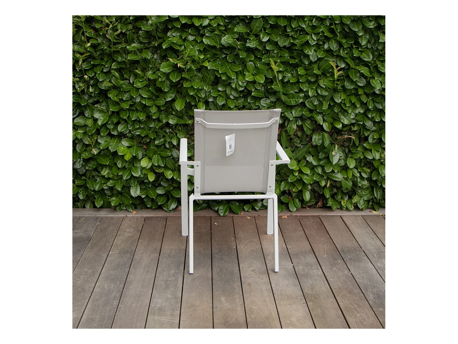 Fauteuil WhiteStar structure aluminium blanche, assise textilène gris clair