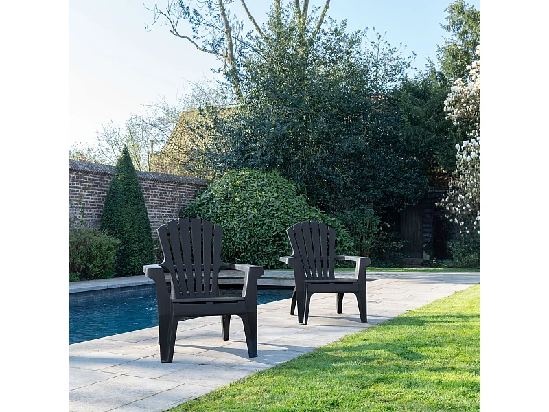 Lot de 2 Fauteuils adirondack Anthracite
