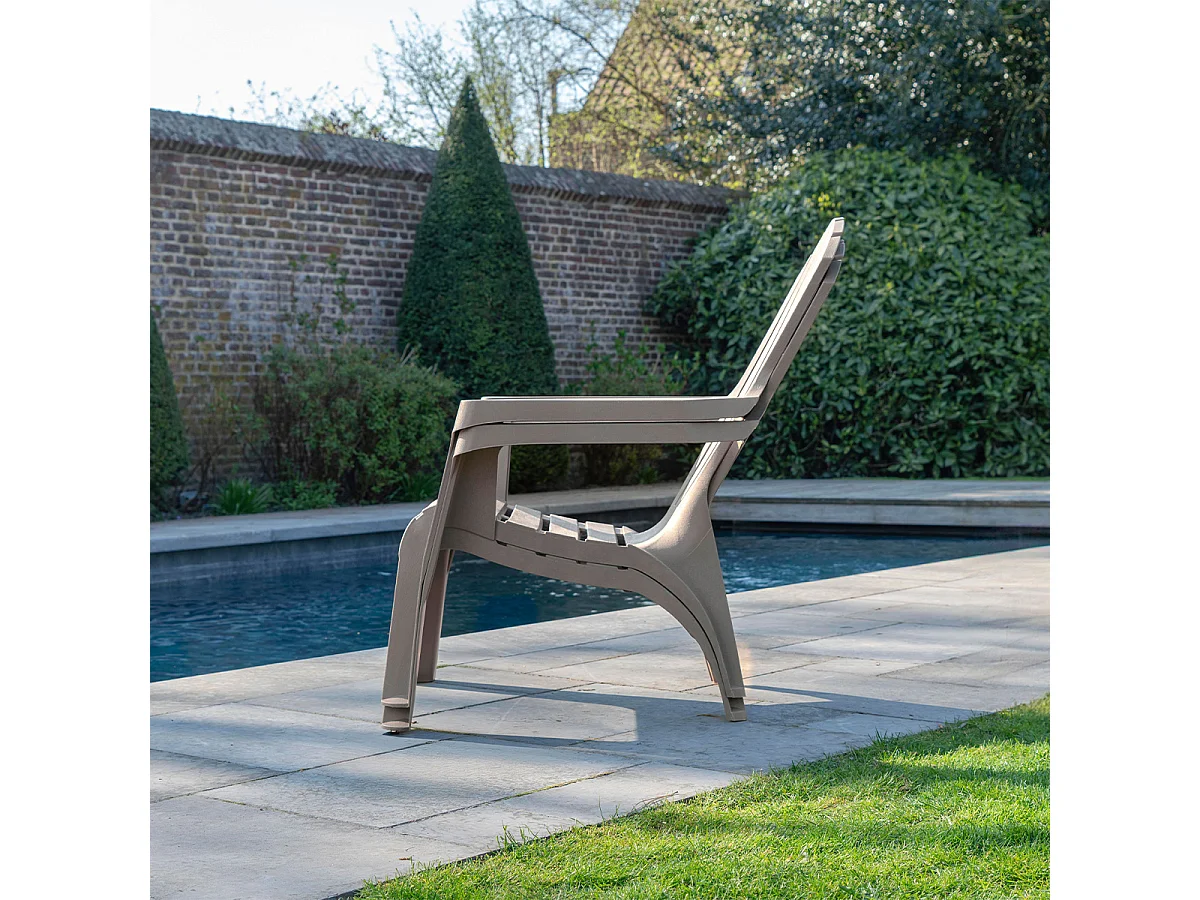 Lot de 2 Fauteuils Adirondack de jardin en résine empilables Taupe