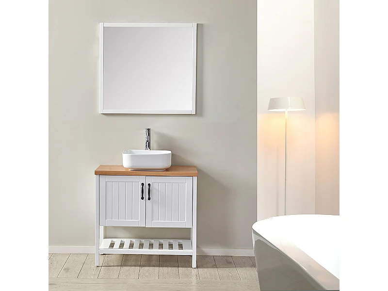 Ensemble de salle de bain blanc 80 cm