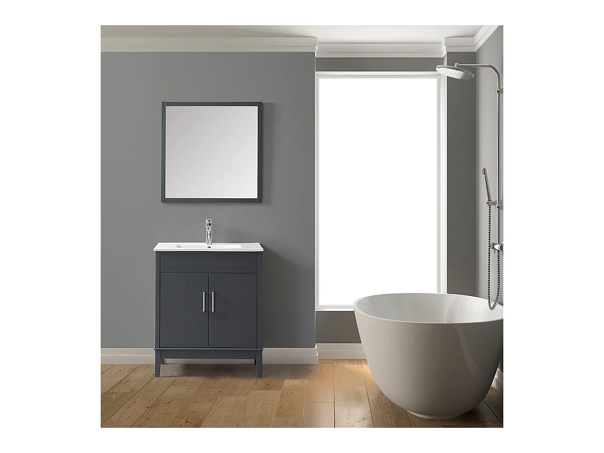 Ensemble de salle de bain gris 75 cm