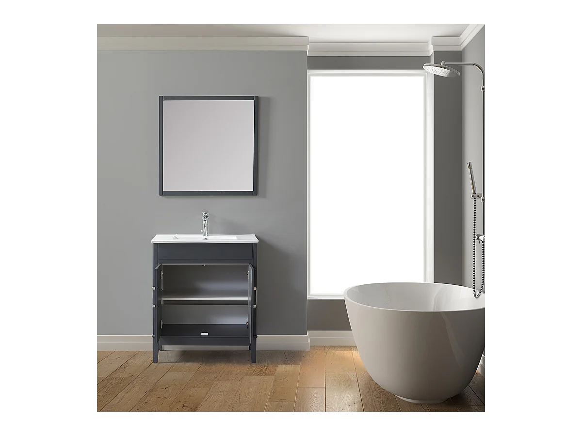 Ensemble de salle de bain gris 75 cm