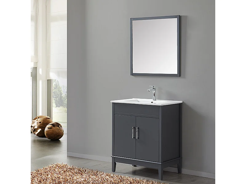 Ensemble de salle de bain gris 75 cm