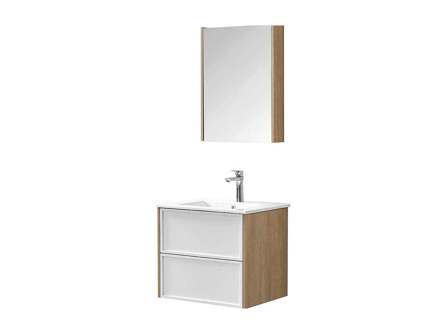 Ensemble de salle de bain blanc et bois 59,5 cm