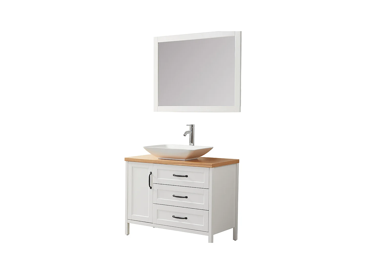 Ensemble de salle de bain blanc 100 cm