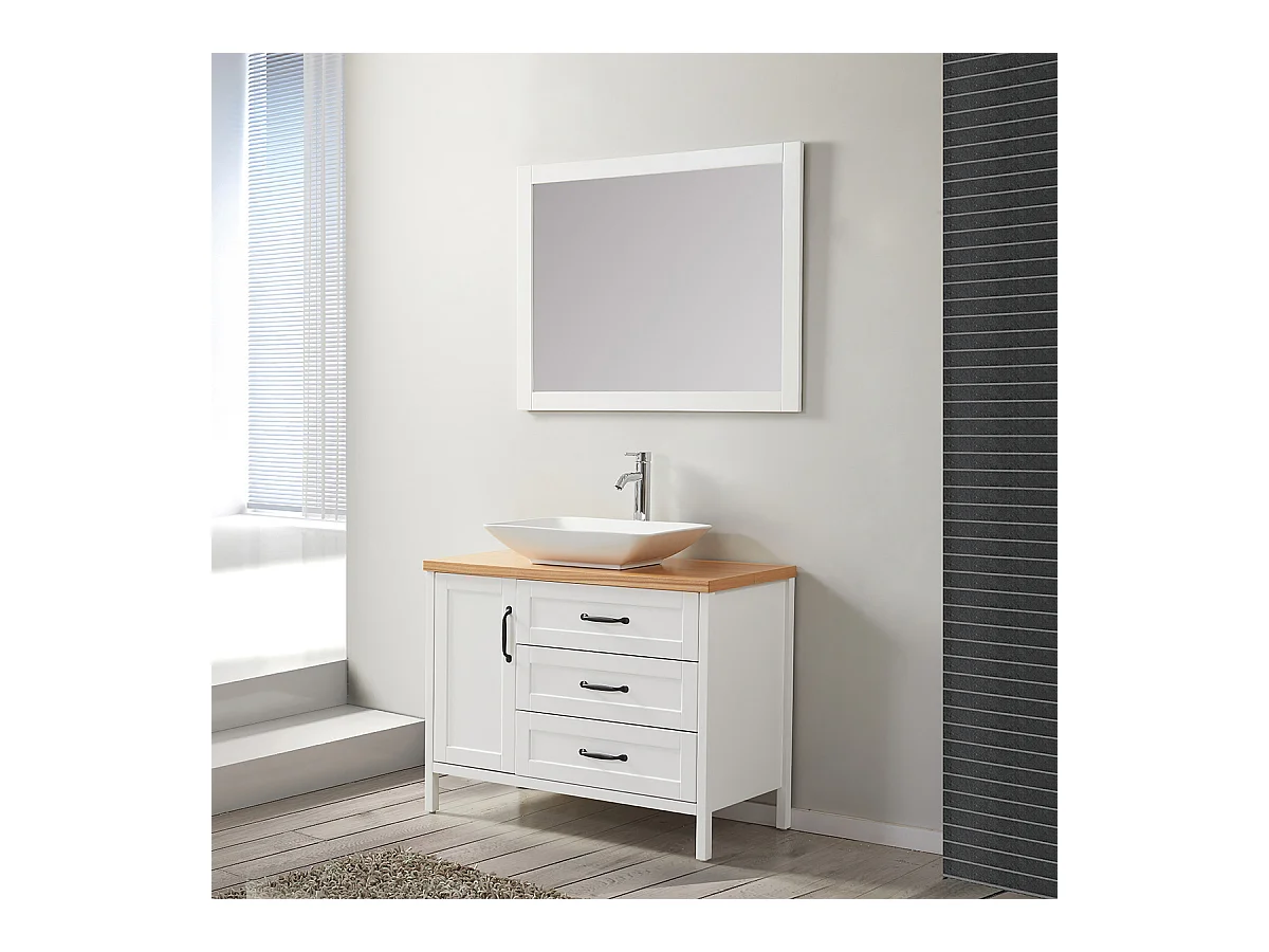 Ensemble de salle de bain blanc 100 cm