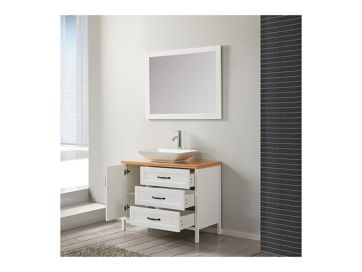 Ensemble de salle de bain blanc 100 cm