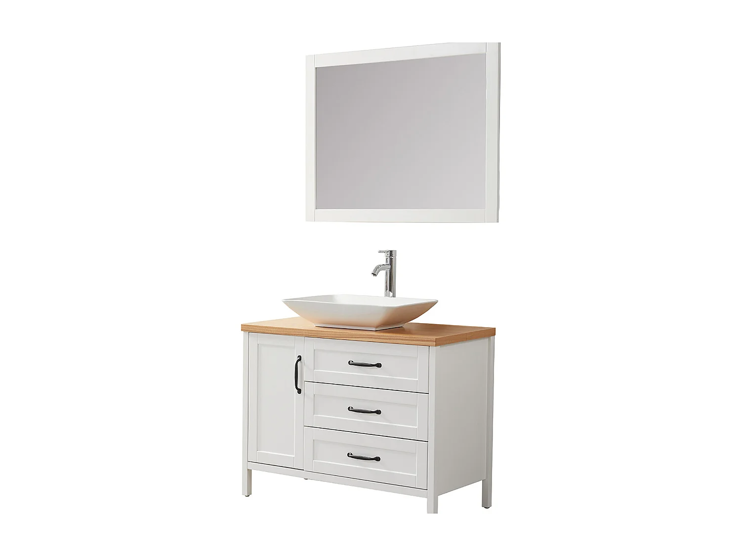 Ensemble de salle de bain blanc 100 cm