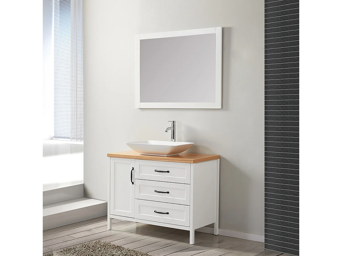 Ensemble de salle de bain blanc 100 cm