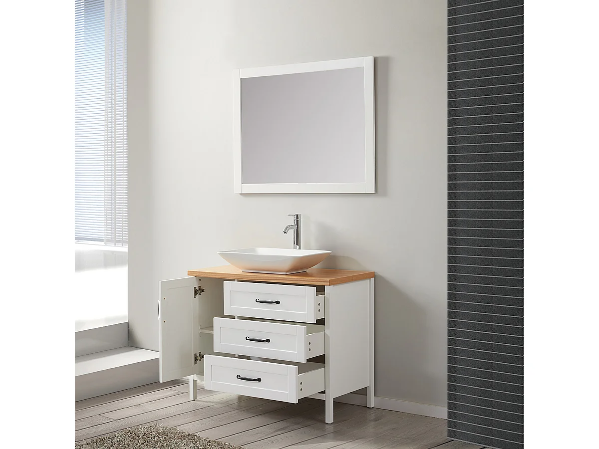 Ensemble de salle de bain blanc 100 cm