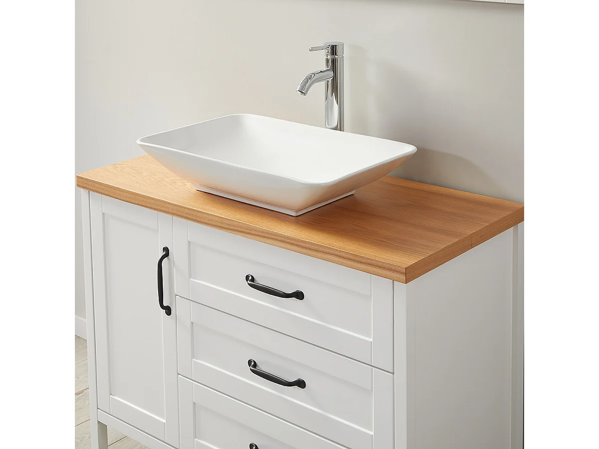 Ensemble de salle de bain blanc 100 cm