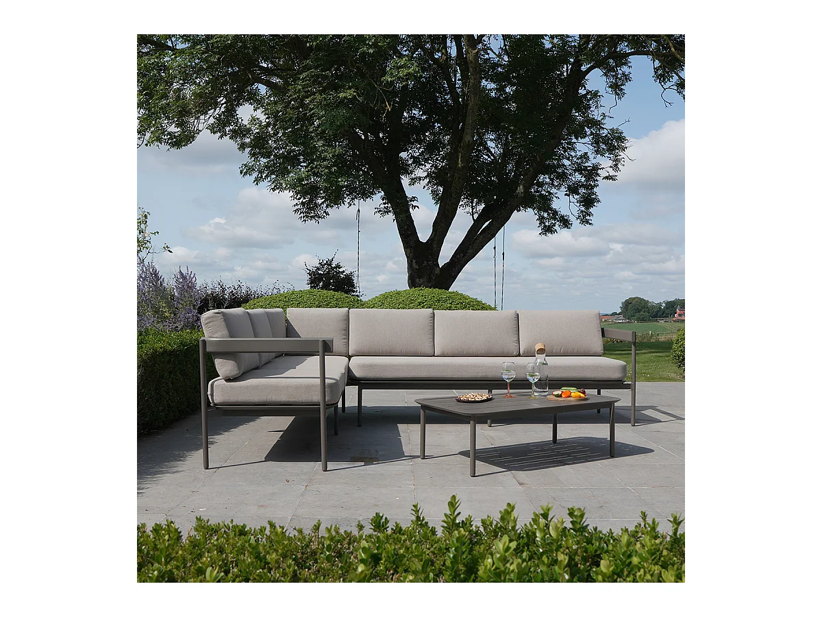 Salon de jardin 6 places modulable en aluminium Taupe SAHARA