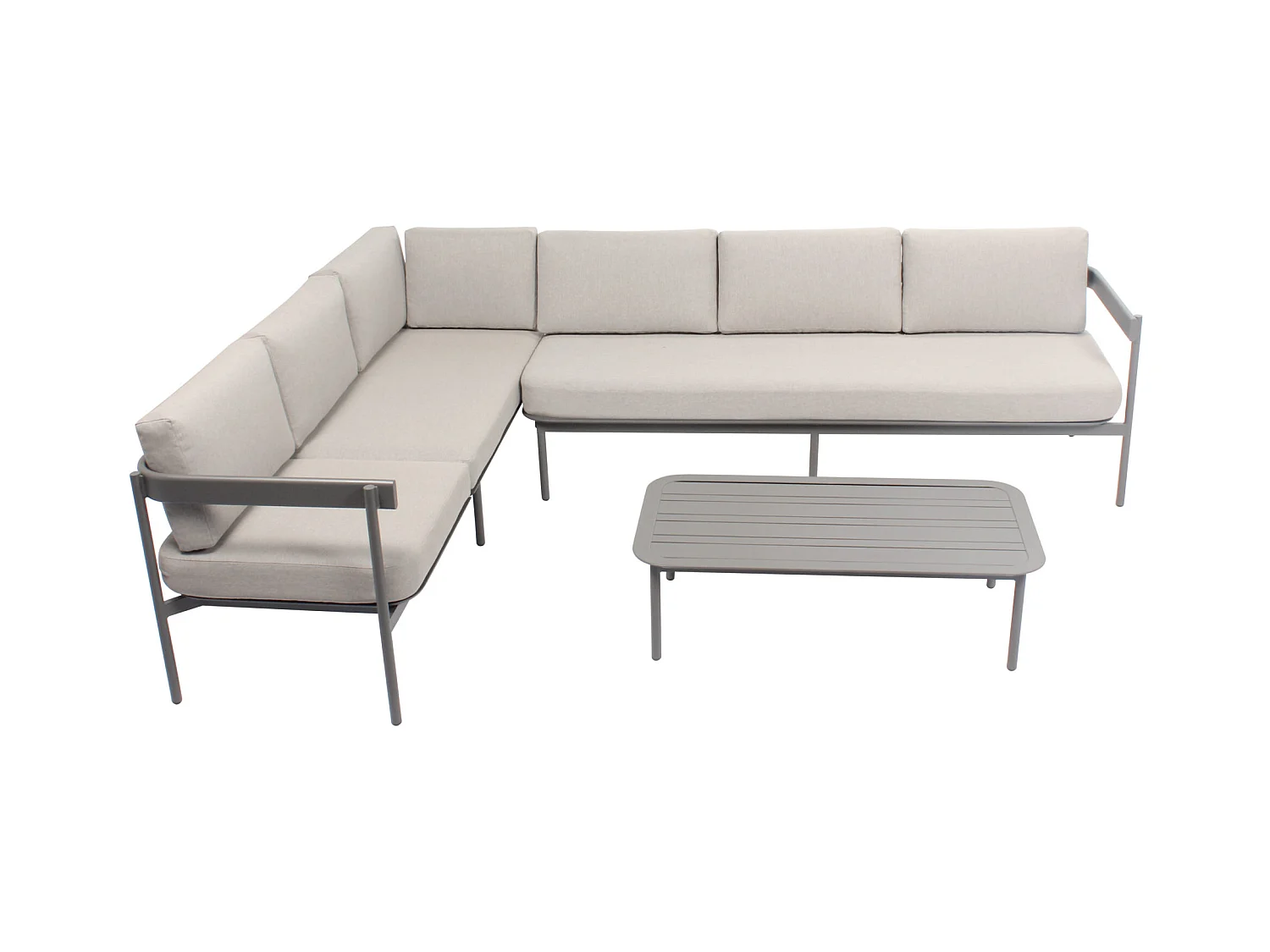 Salon de jardin 6 places modulable en aluminium Taupe SAHARA