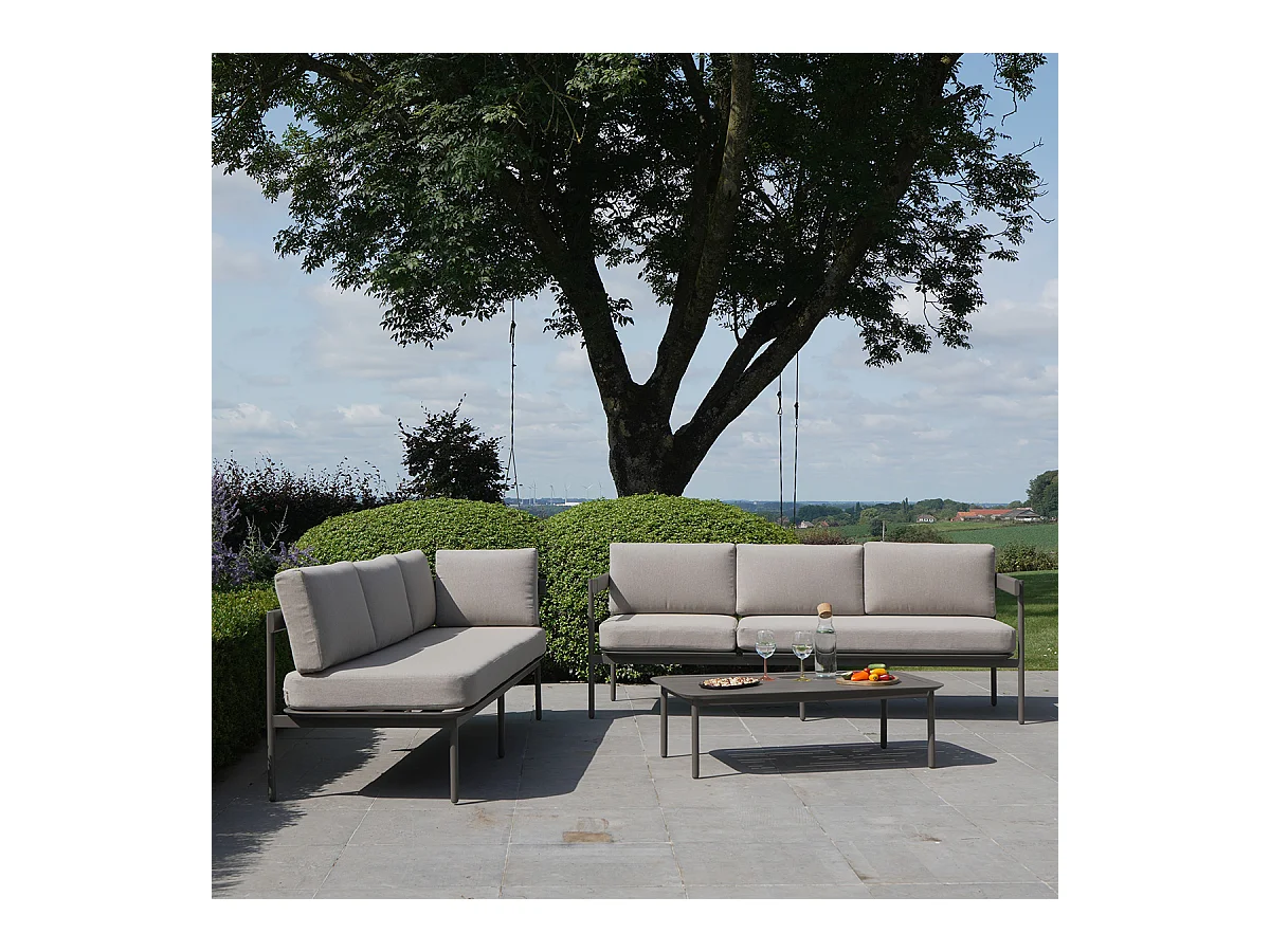 Salon de jardin 6 places modulable en aluminium Taupe SAHARA