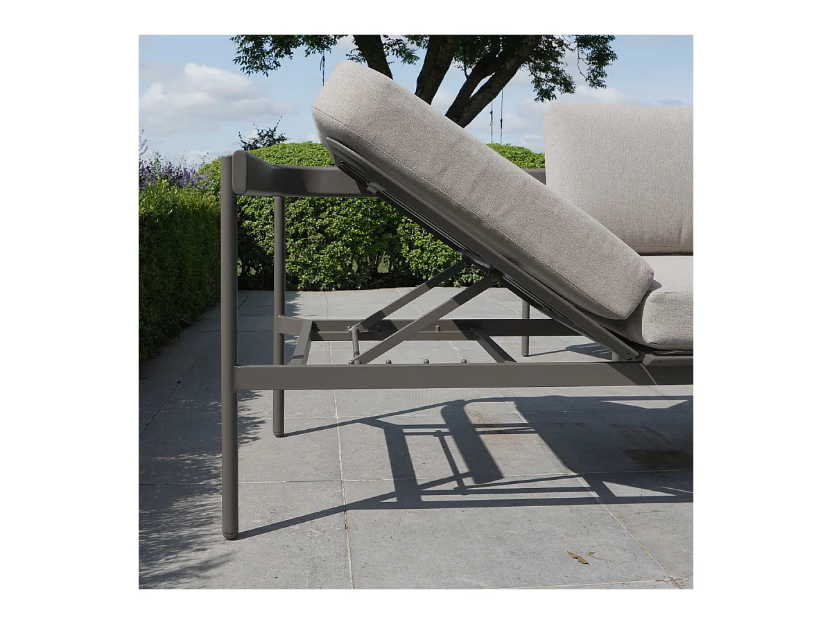 Salon de jardin 6 places modulable en aluminium Taupe SAHARA