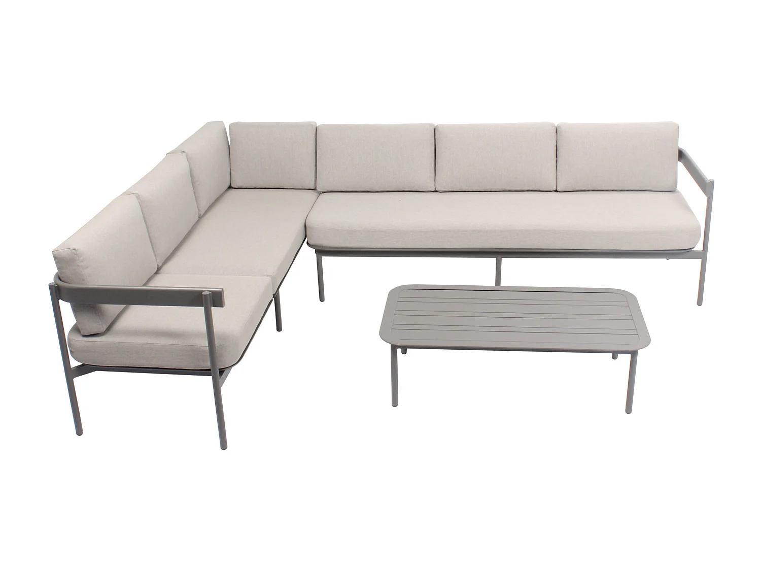 Salon de jardin 6 places modulable en aluminium Taupe SAHARA