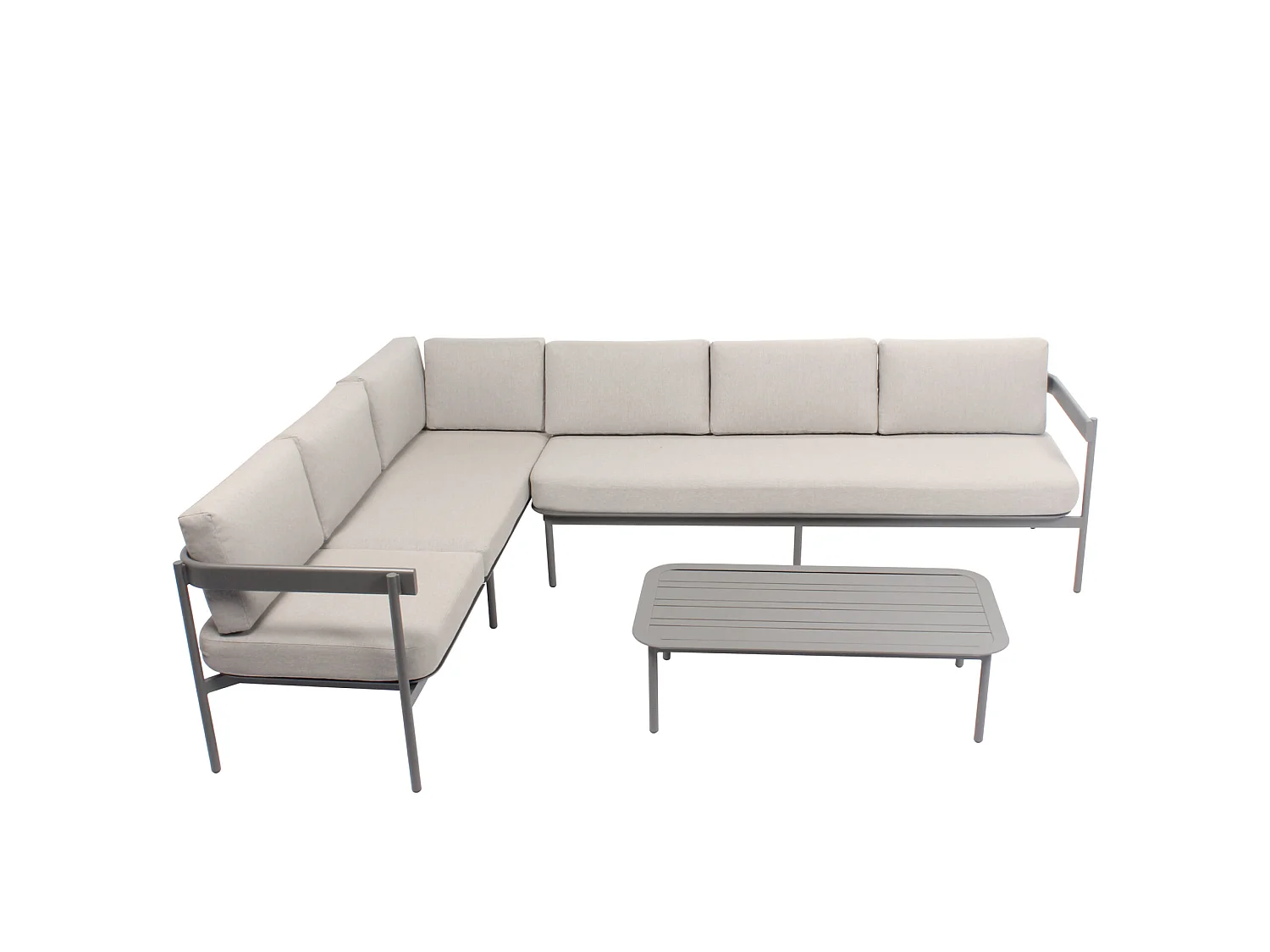Salon de jardin bas aluminium 6 places modulable taupe SAHARA