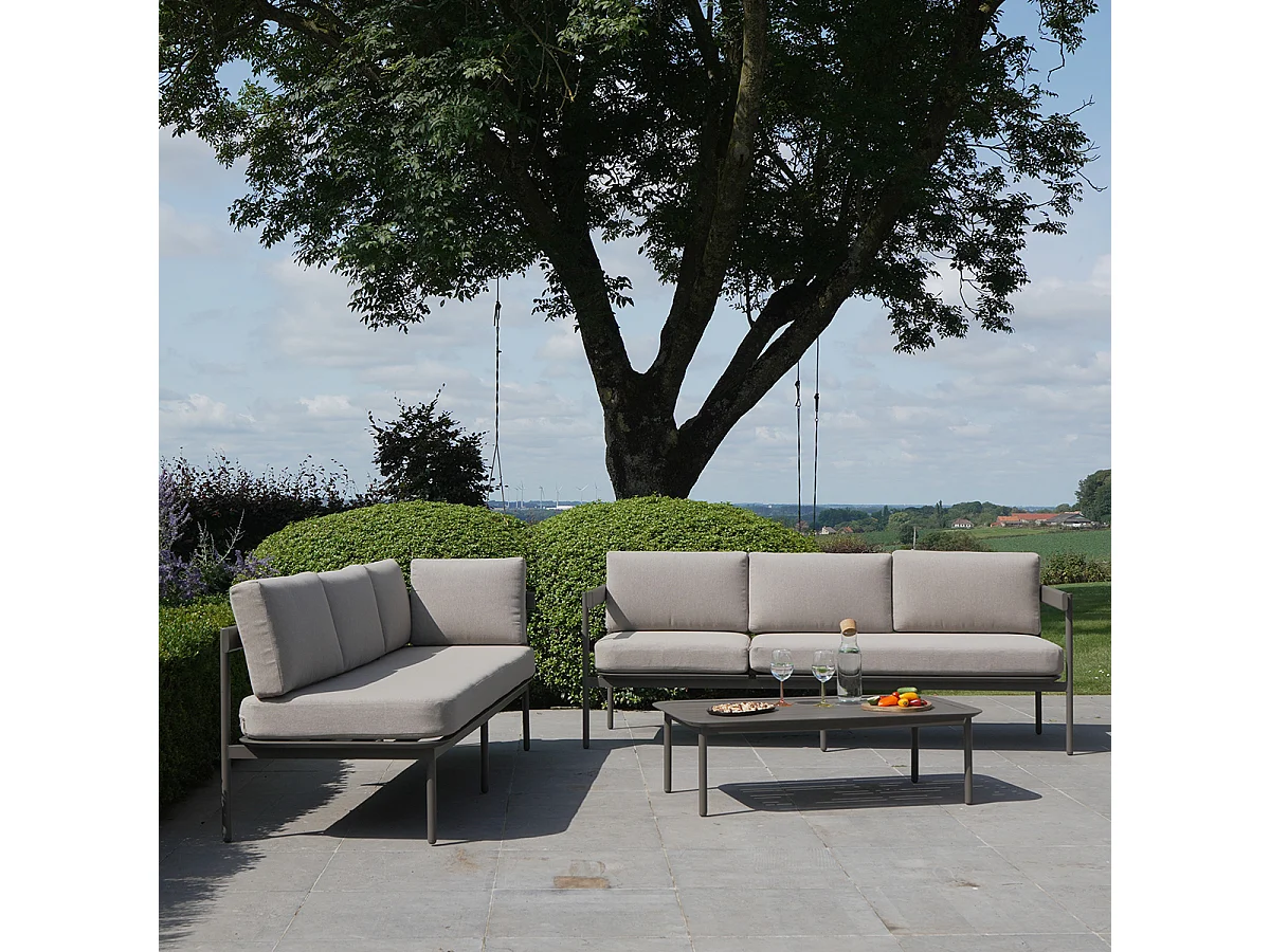 Salon de jardin bas aluminium 6 places modulable taupe SAHARA