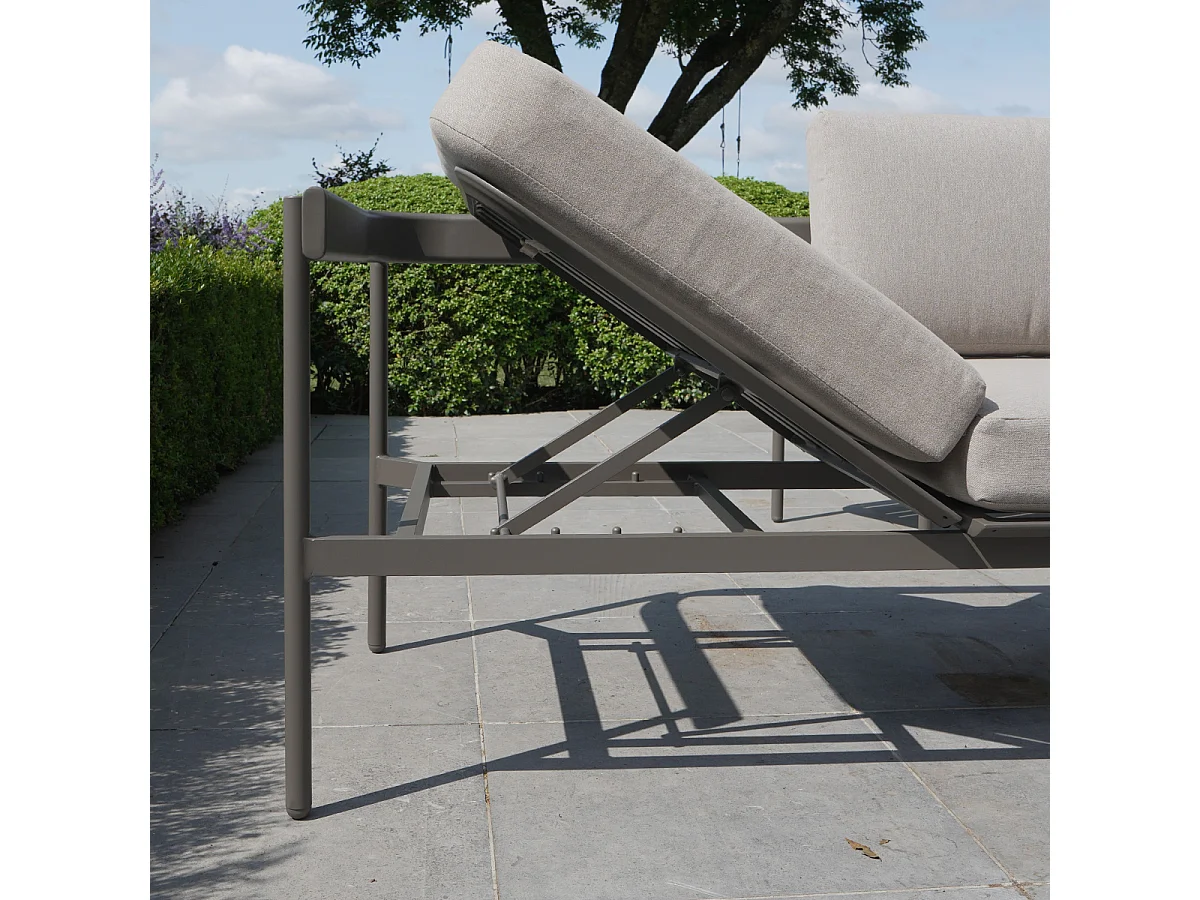 Salon de jardin bas aluminium 6 places modulable taupe SAHARA