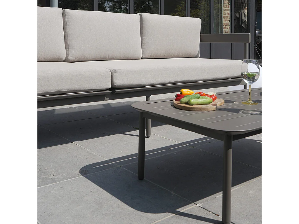 Salon de jardin bas aluminium 6 places modulable taupe SAHARA