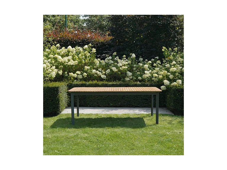 Table 6/8 places en teck massif et aluminium Anthracite PIANA