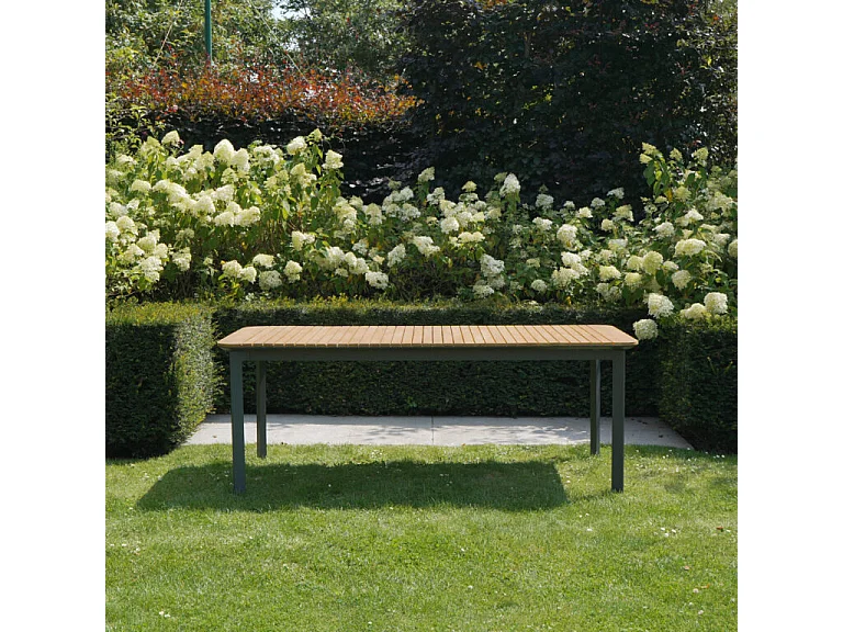 Table 6/8 places en teck massif et aluminium Anthracite PIANA