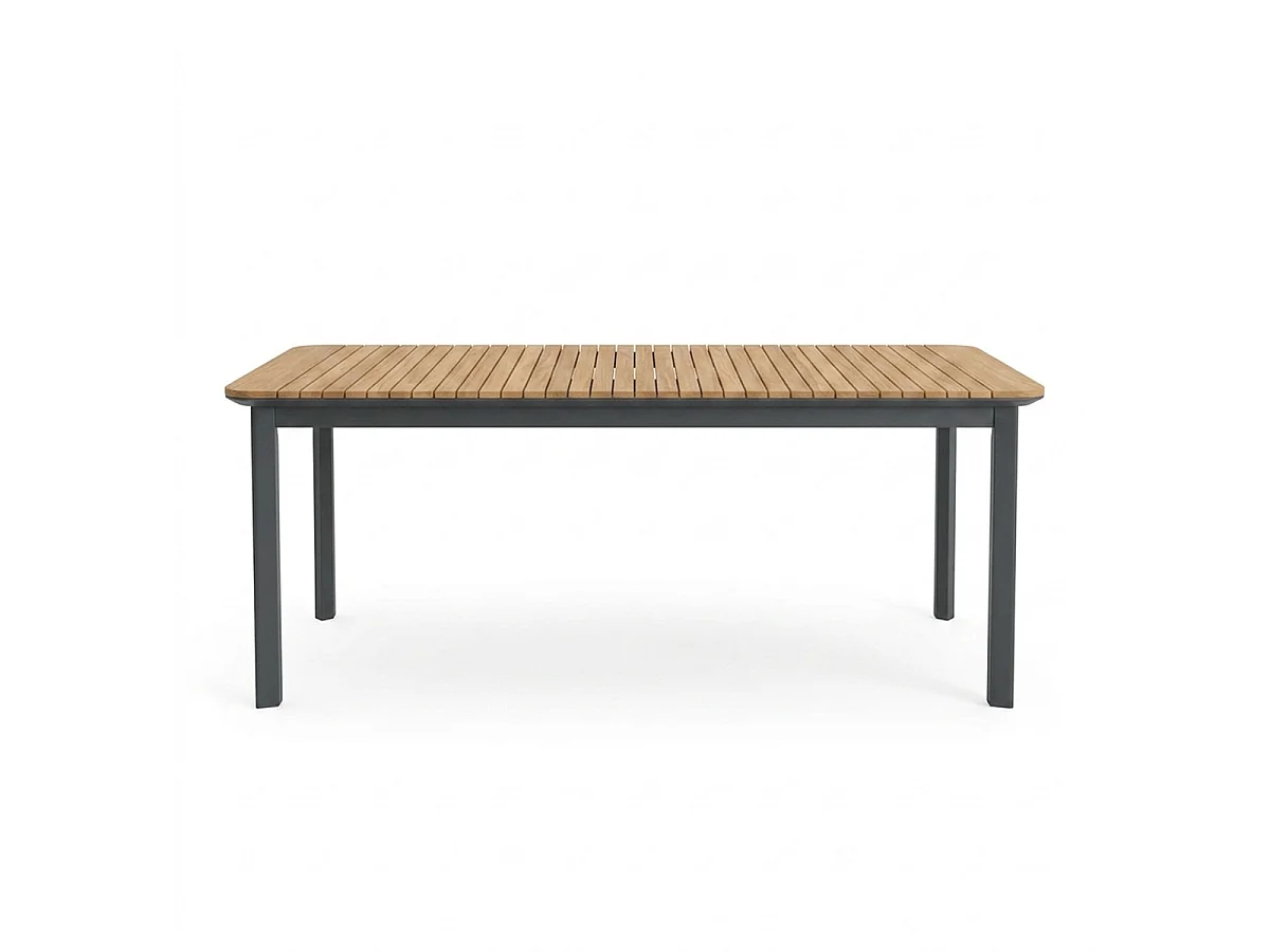 Table 6/8 places en teck massif et aluminium Anthracite PIANA