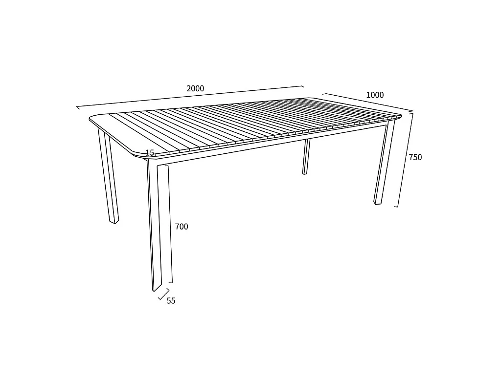 Table de jardin PIANA en teck massif et aluminium 6/8 places  anthracite