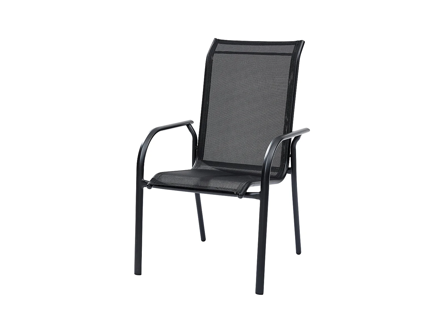 Ensemble BLACKEDITION 6p en aluminium, plateau en verre trempé opaque avec 6 fauteuils en textilène