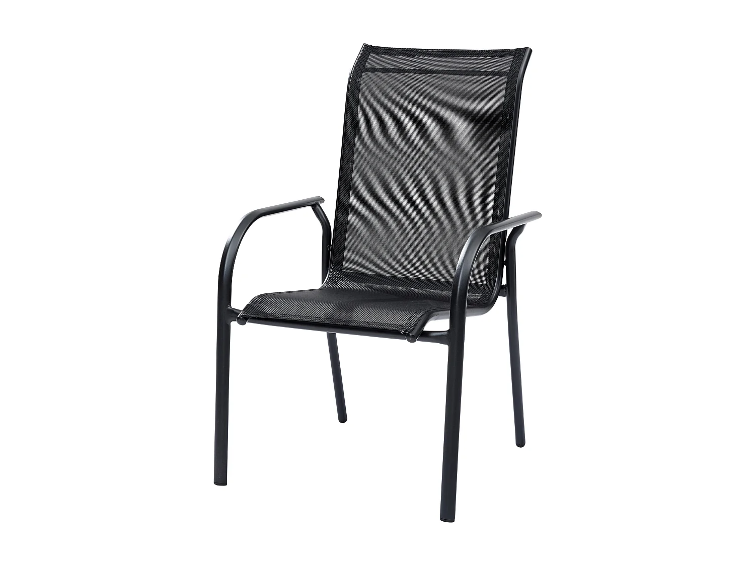 Ensemble BLACKEDITION 6p en aluminium, plateau en verre trempé opaque avec 6 fauteuils en textilène