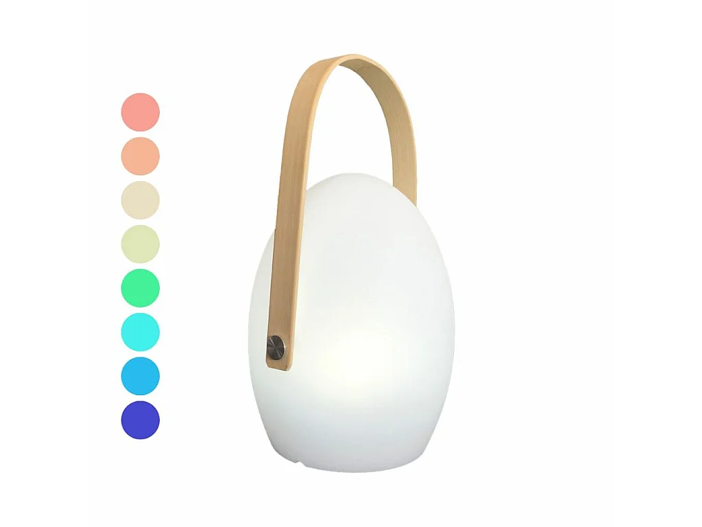Lampe LED extérieure sans fil ovale multicolore avec anse bambou FARO