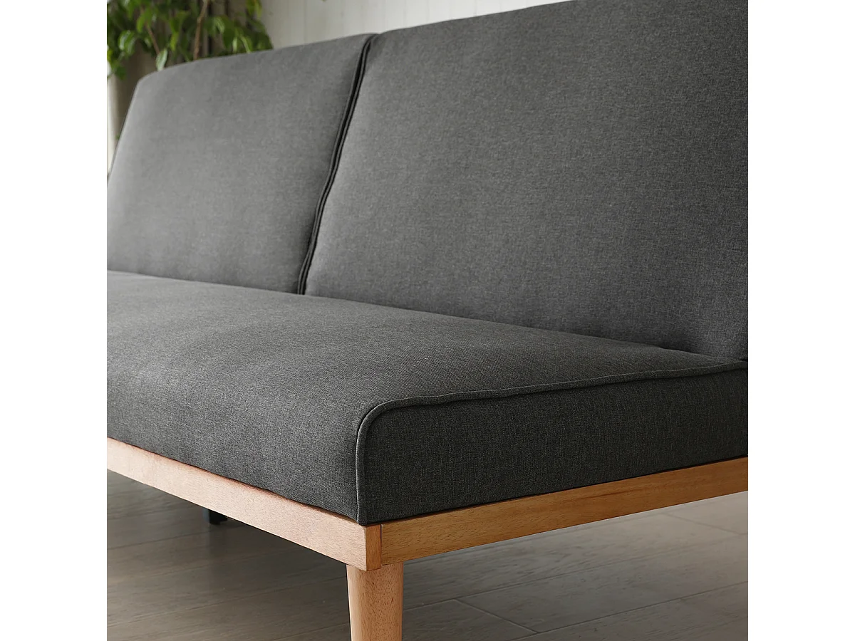 Canapé convertible clic-clac 3 places en tissu gris anthracite ELY