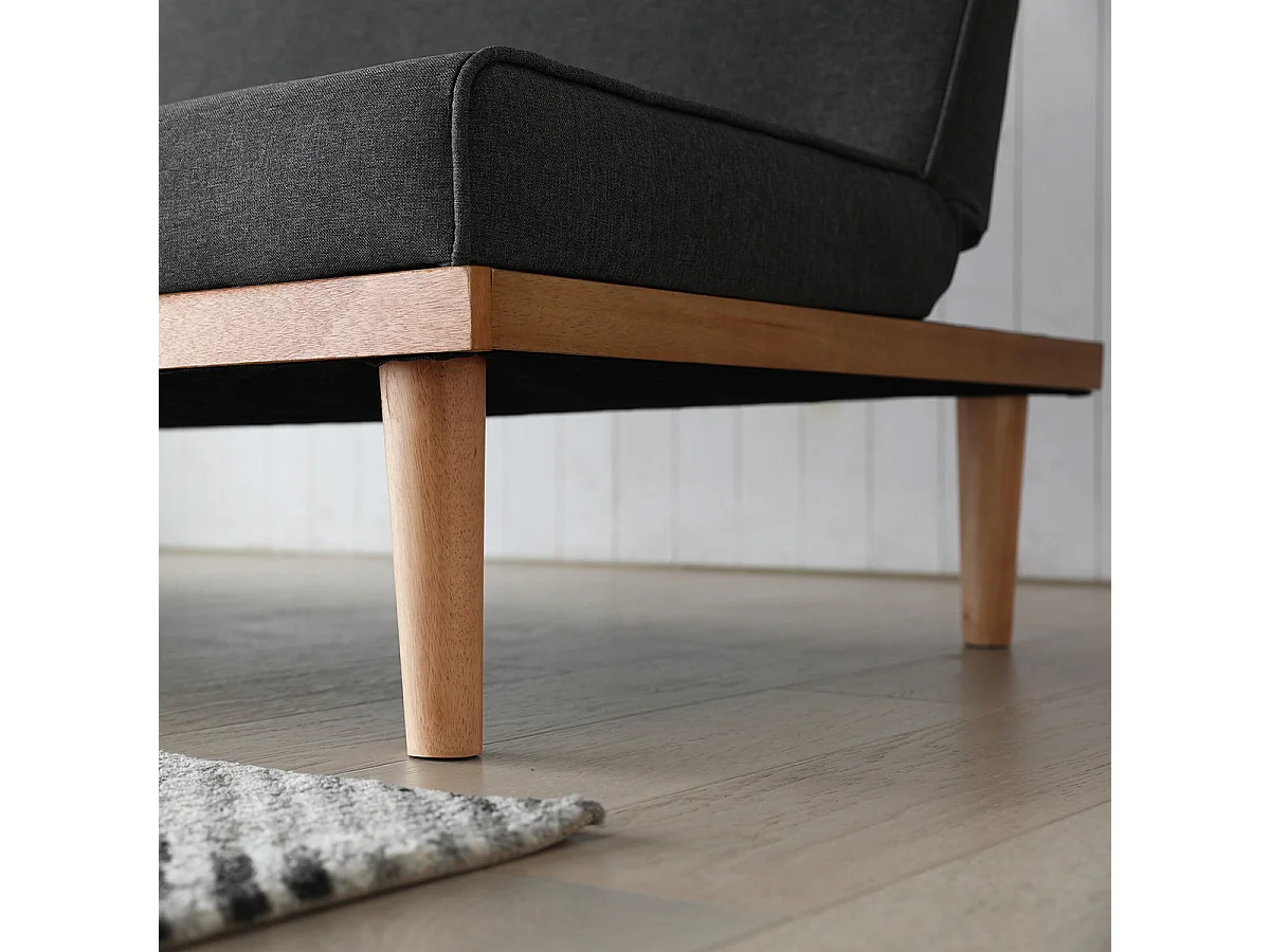 Canapé convertible clic-clac 3 places en tissu gris anthracite ELY
