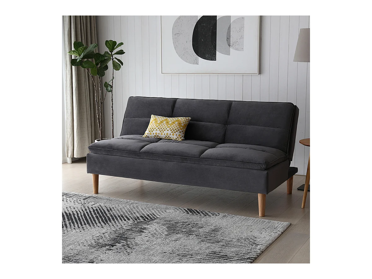 Canapé convertible anthracite LEEDS