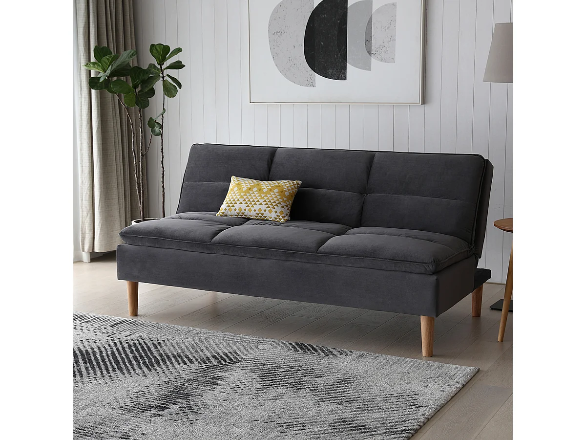 Canapé convertible anthracite LEEDS