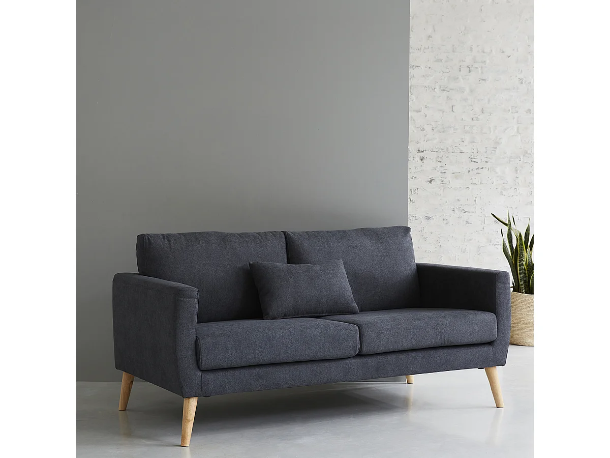 Canapé 3 places en tissu gris anthracite MORA