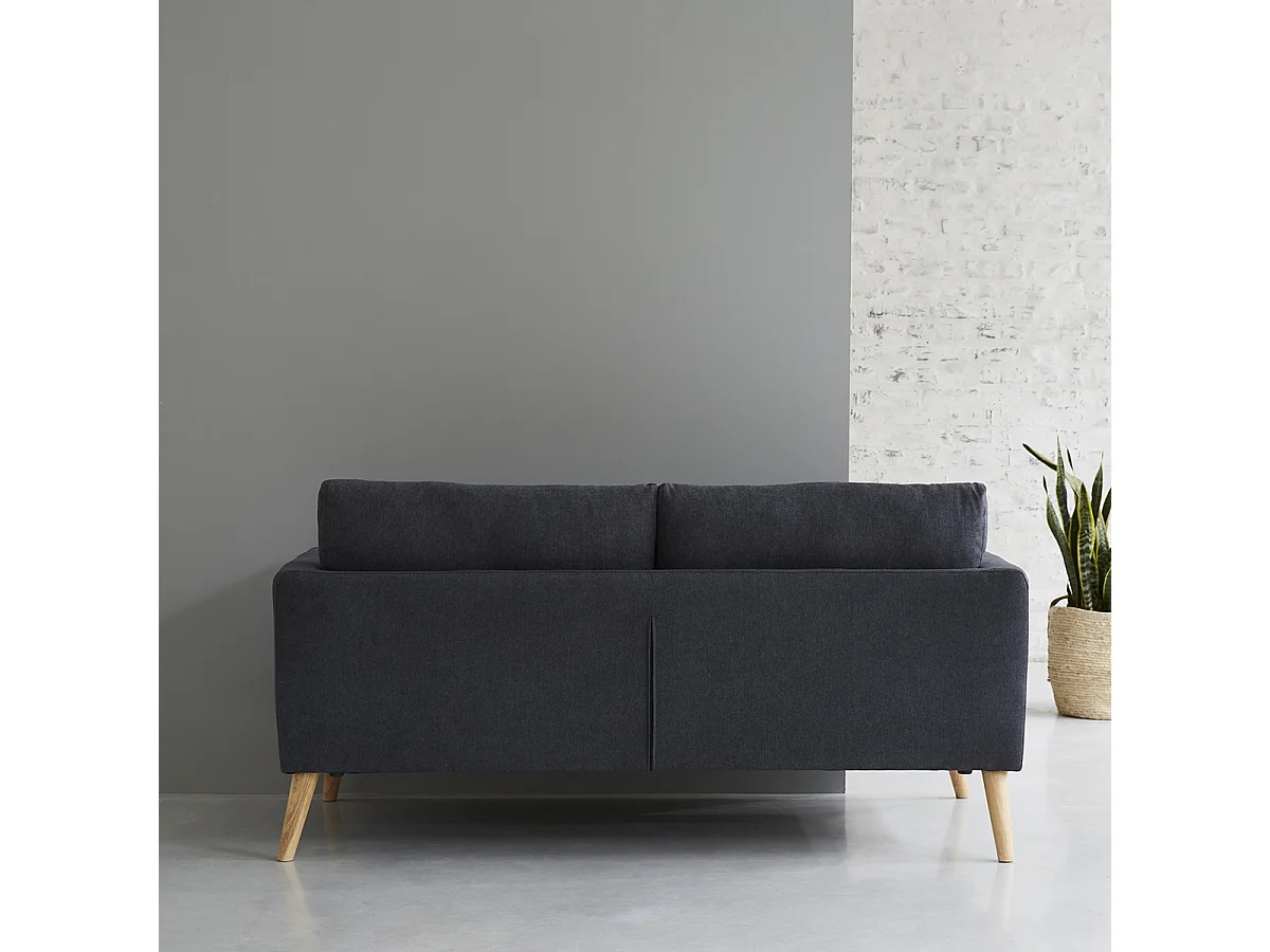 Canapé 3 places en tissu gris anthracite MORA