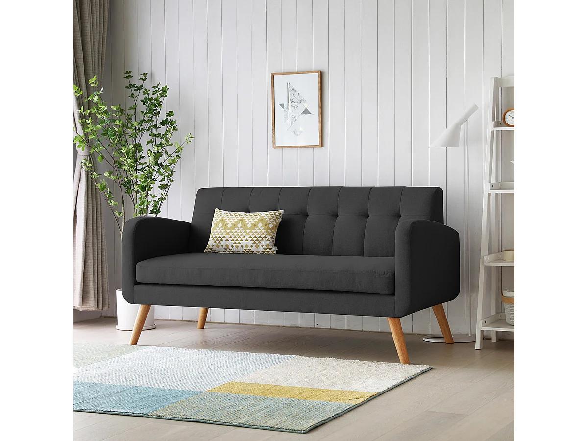 Canapé 3 places en tissu gris anthracite MALMO