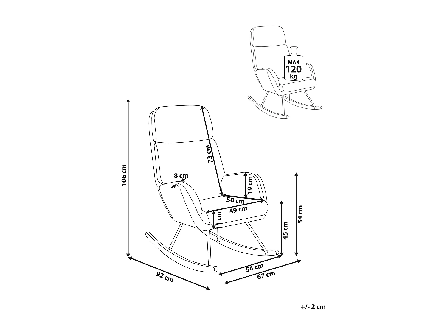 Fauteuil à bascule KVELIA Tissu Taupe