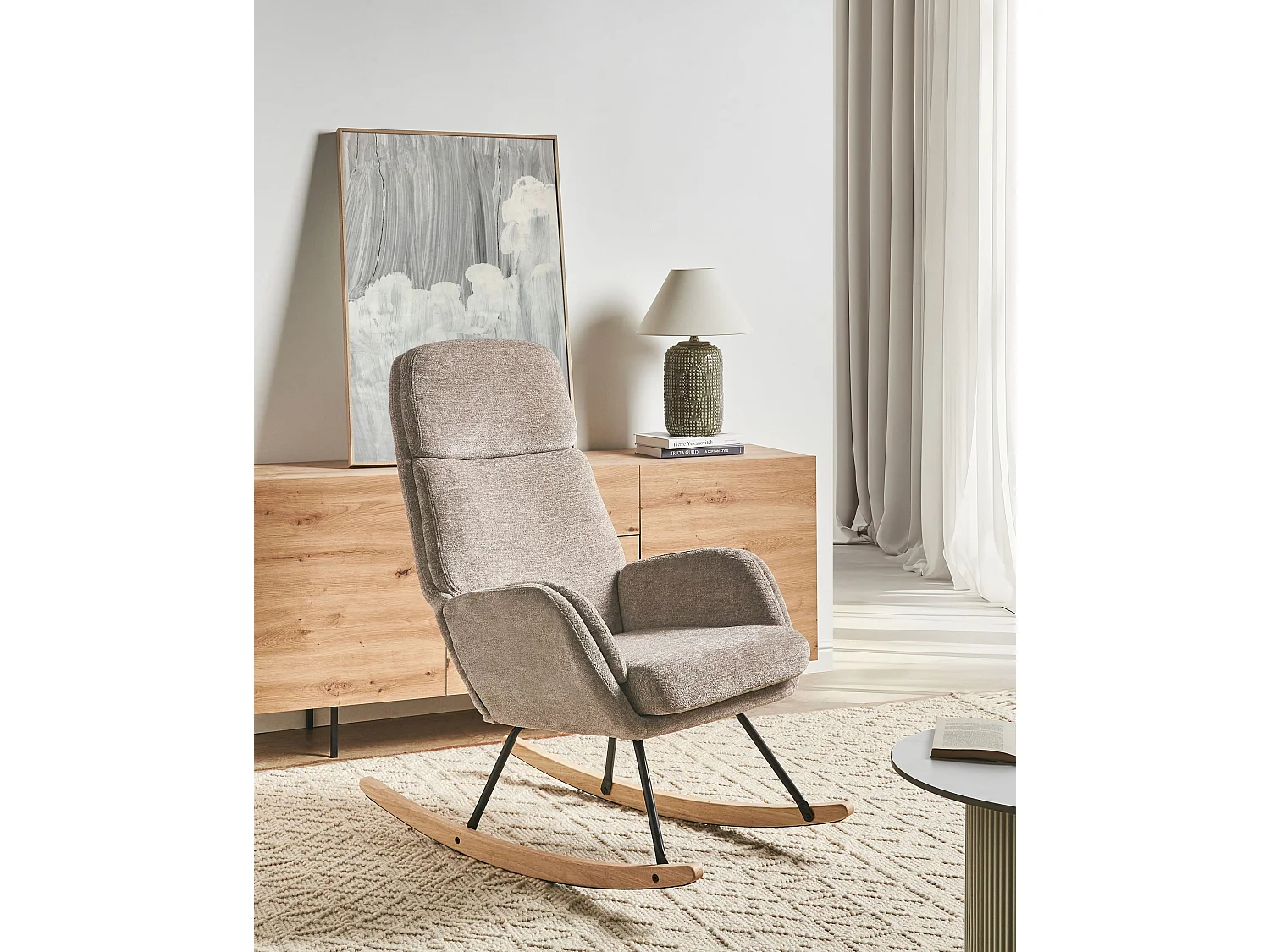 Rocking Chair KVELIA Fabric Taupe