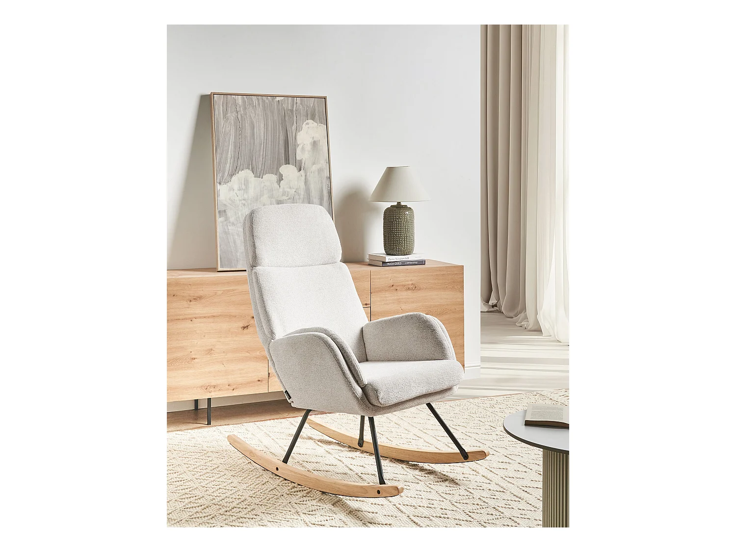 Fauteuil à bascule KVELIA Tissu Blanc cassé