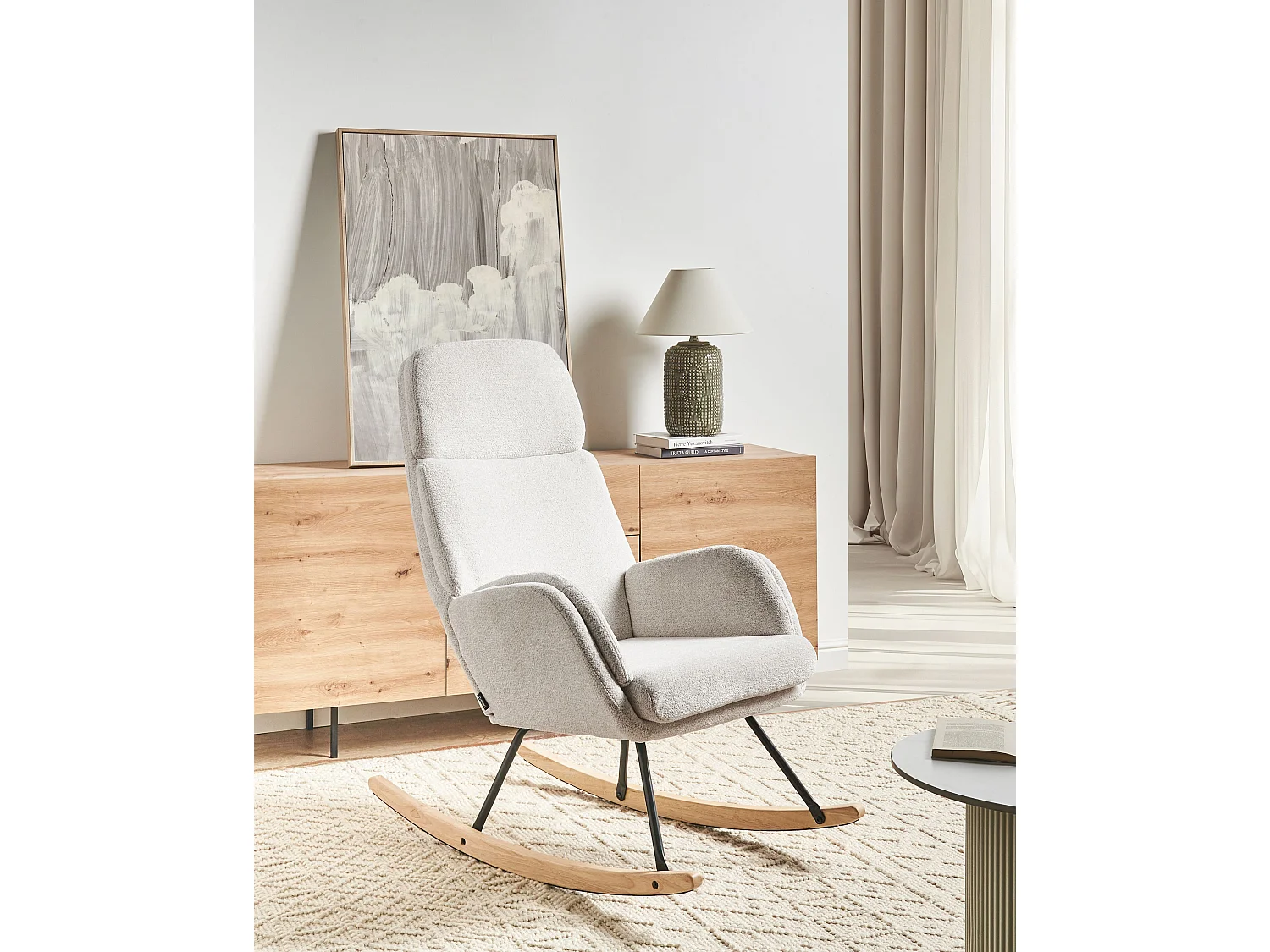 Fauteuil à bascule KVELIA Tissu Blanc cassé