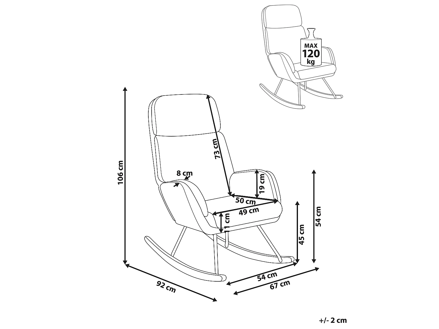 Fauteuil à bascule KVELIA Tissu Blanc cassé